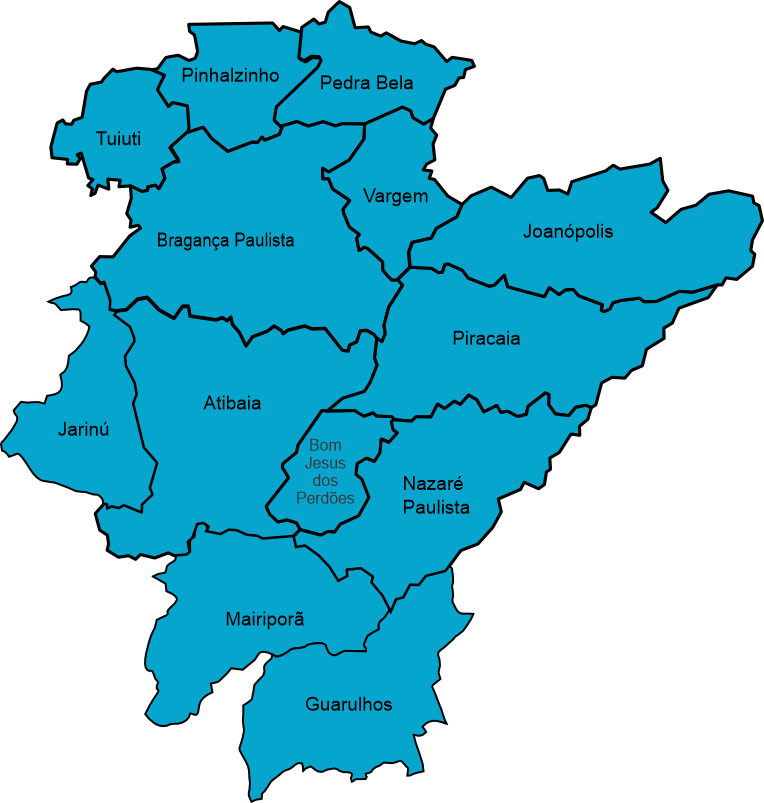 Mapa das 13 cidades